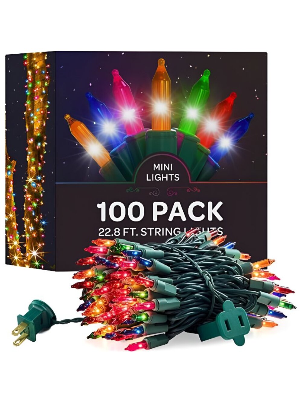 Christmas Lights [Set of 100] Multi-Colored Christmas Lights, UL Approved